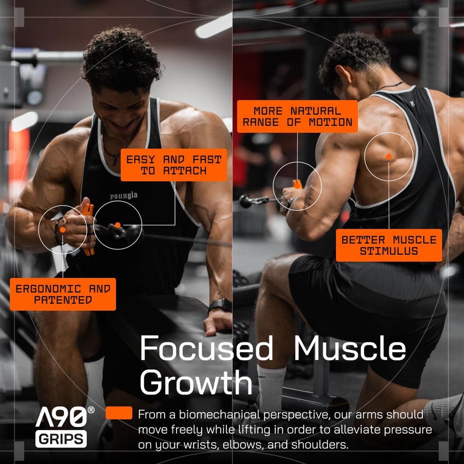 Angles90 Original Pull-Up Grips - Lat Pulldown Attachment - T-Bar Row & Cable...