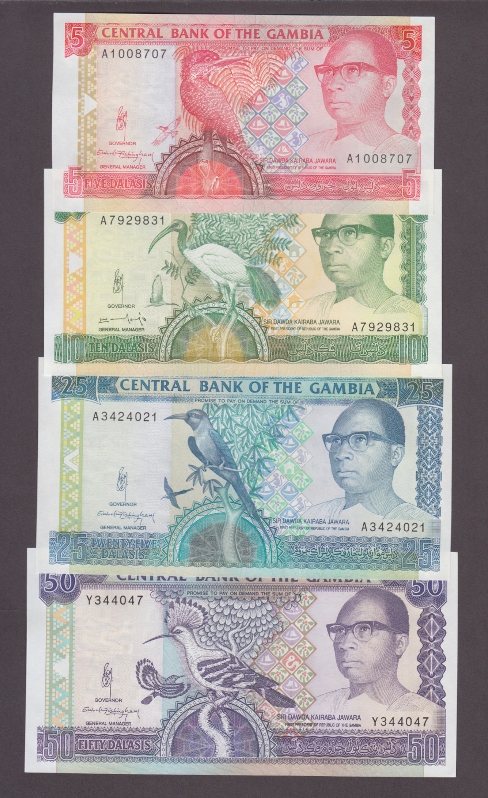 GAMBIA P.12-15 FULL SET 1991 5-10-25-50 DALASIS  UNC WE COMBINE  WWW 2601