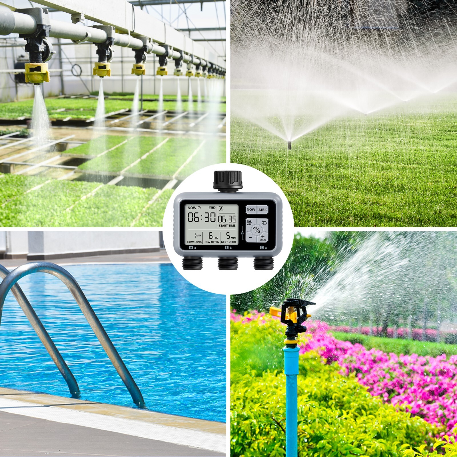 DEWENWILS 3 Zone Sprinkler Timer, Outdoor Water Timer, Programmable Hose Faucet