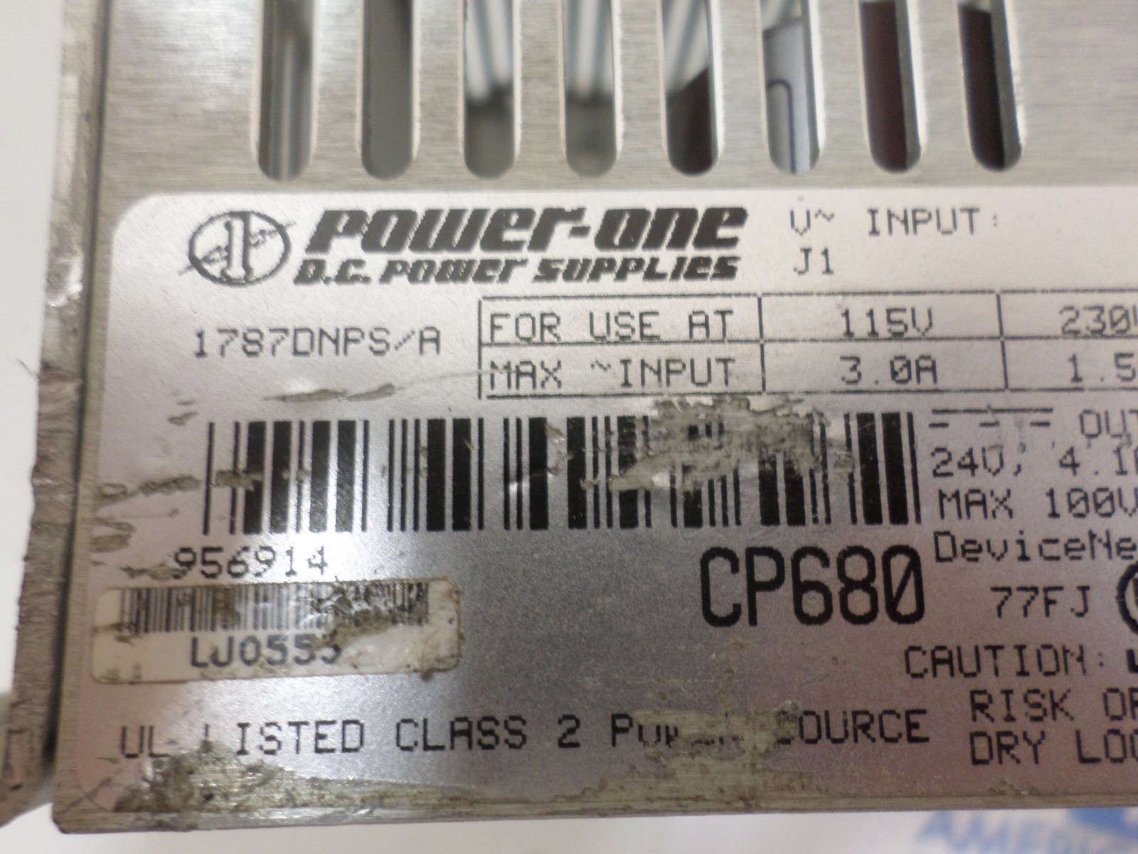 Used PowerOne DC Power Supply 1787 DNPS 24 V DC