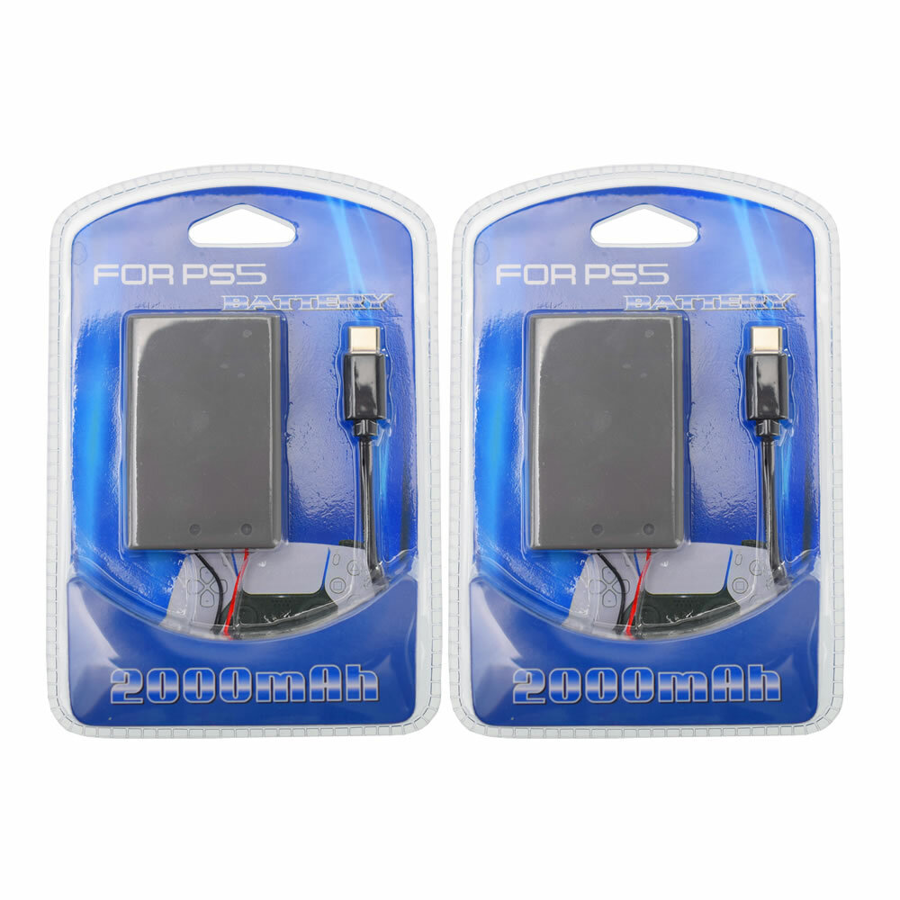 2x Rechargeable Battery 2000mAh with USB Cable for PS5 DualSense Controller