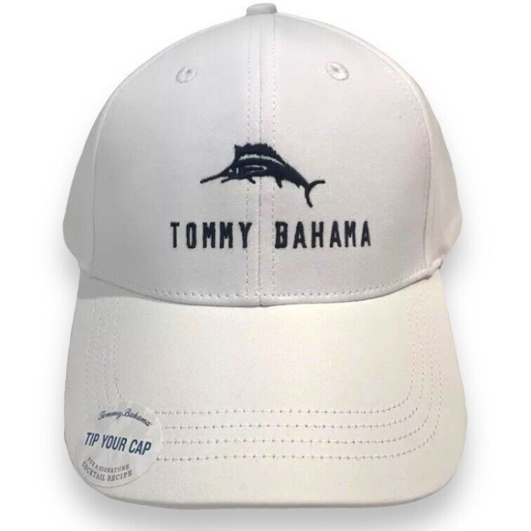 NEW Tommy Bahama Marlin Fish Hat Golf Baseball Cap White One Size