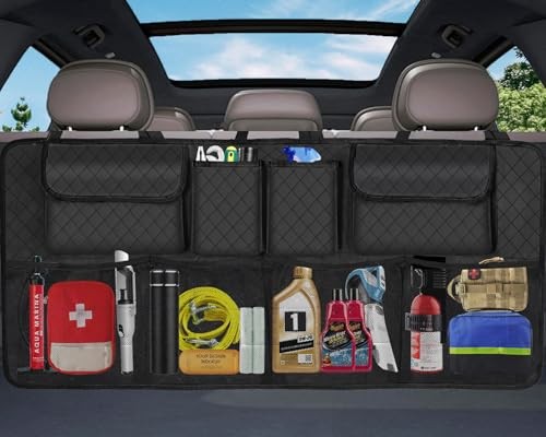 Car Trunk Organizer and Storage, Large Capacity Backseat Hanging Storage Black