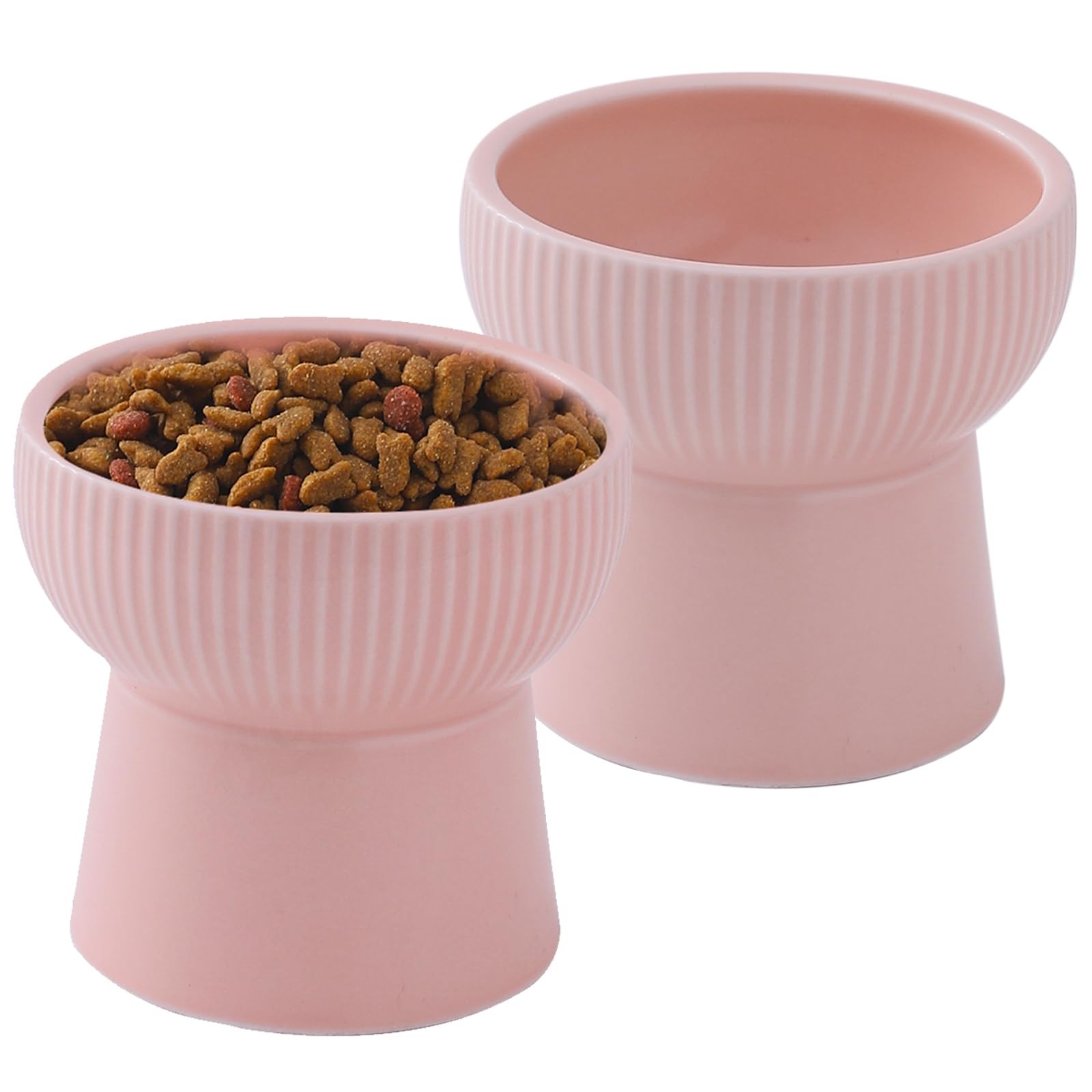 Ceramic Raised Cat Bowls, Elevated Cat Food and Water Bowls Set, 15 oz Porcel...