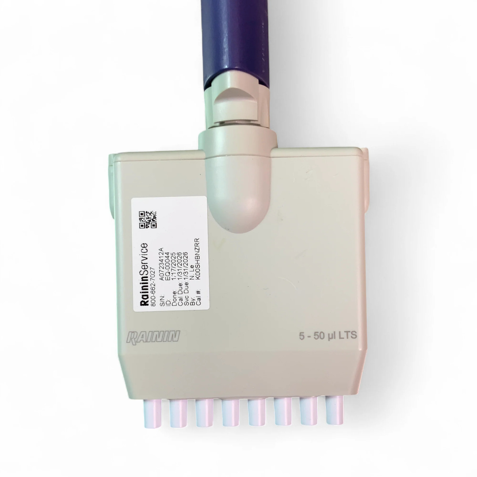 Rainin Pipet-Lite LTS 8 Channel Manual Pipette L50 5-50 µL CALIBRATED W WARRANTY