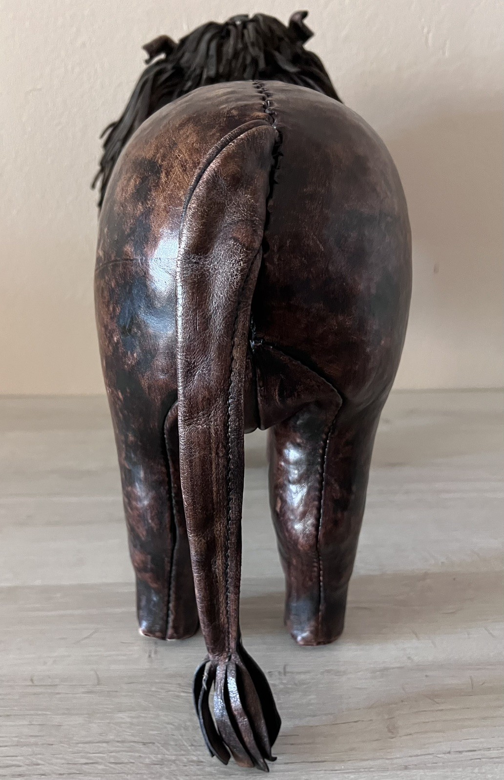 Vintage Dimitri Omersa Lion Leather Footstool