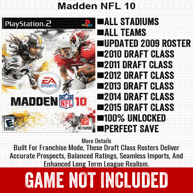 Madden NFL 10 PS2 Playstation Roster Season Player Update Memory Card