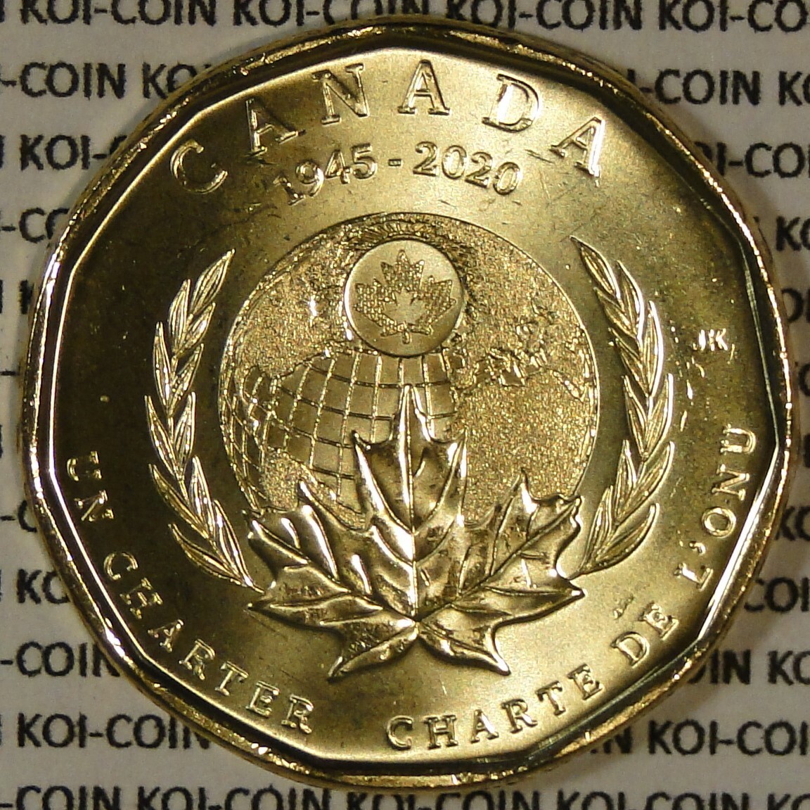 BU Canada 1945-2020 United Nations Charter plain variety $1 dollar loonie coin