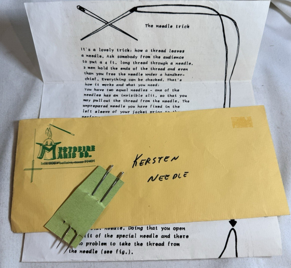 Vintage Peter Kersten Needle and Thread Magic Trick