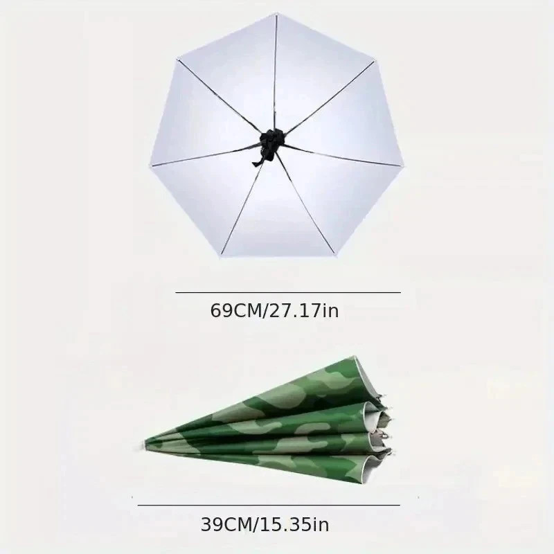 Hands Free Head Umbrella Folding Sunshade Hat Windproof