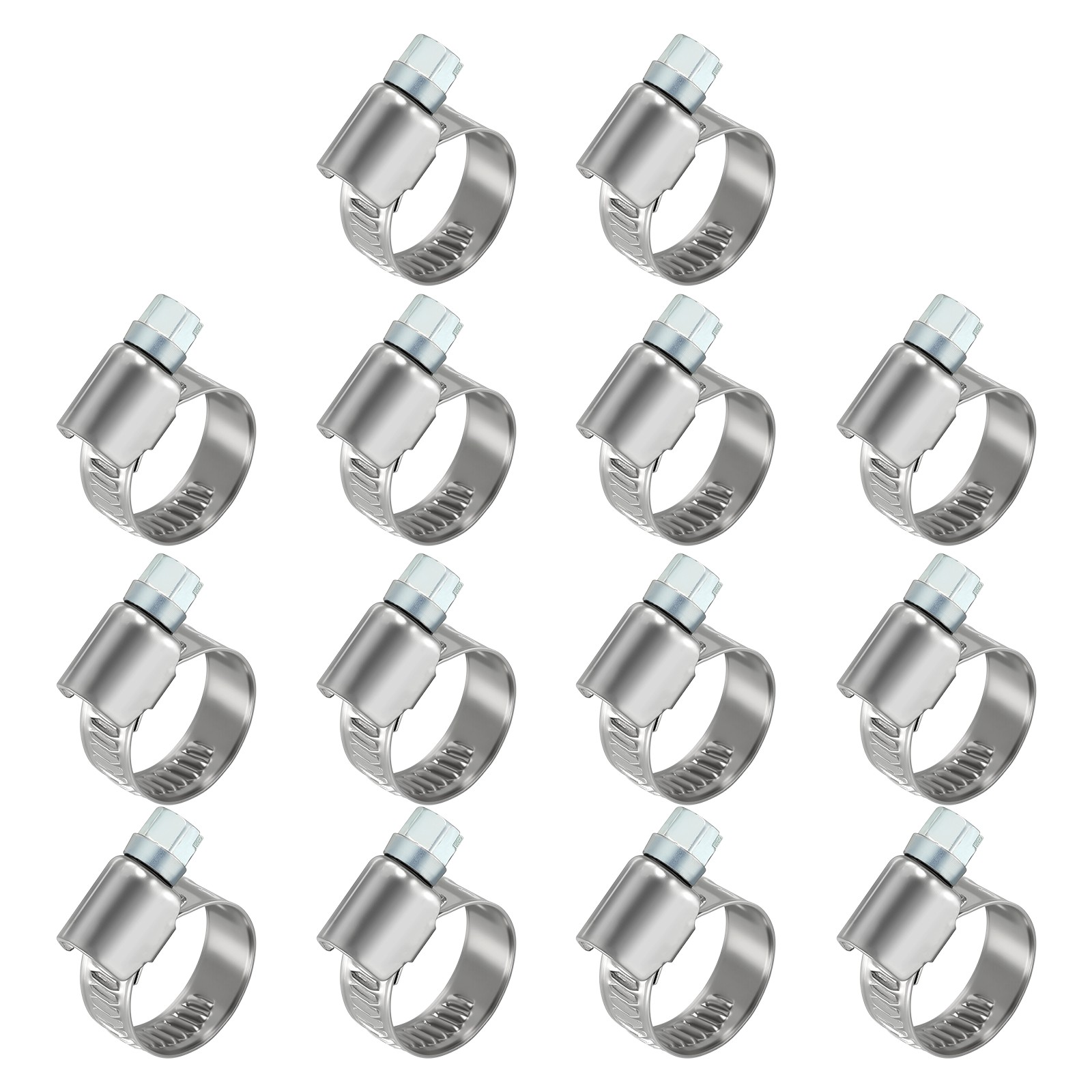 14Ps Stainless Steel Hose Clamps, 0.6"to1" (16-25mm)Worm Gear Drive Clamps