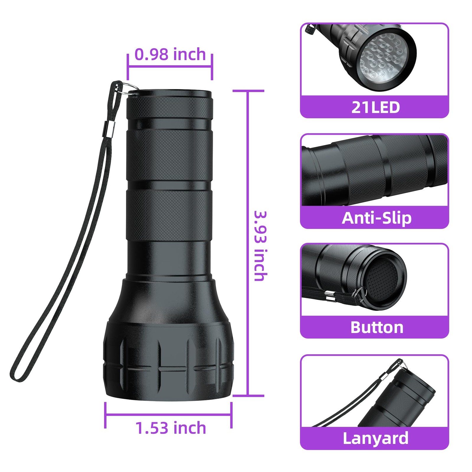 AC Leak Detector Kit with UV Light & Oil Dye Includes Protective Glasses