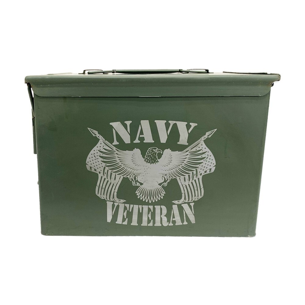 Laser Engraved FAT 50 Cal Grade 1 "VETERAN - NAVY" Ammo Can