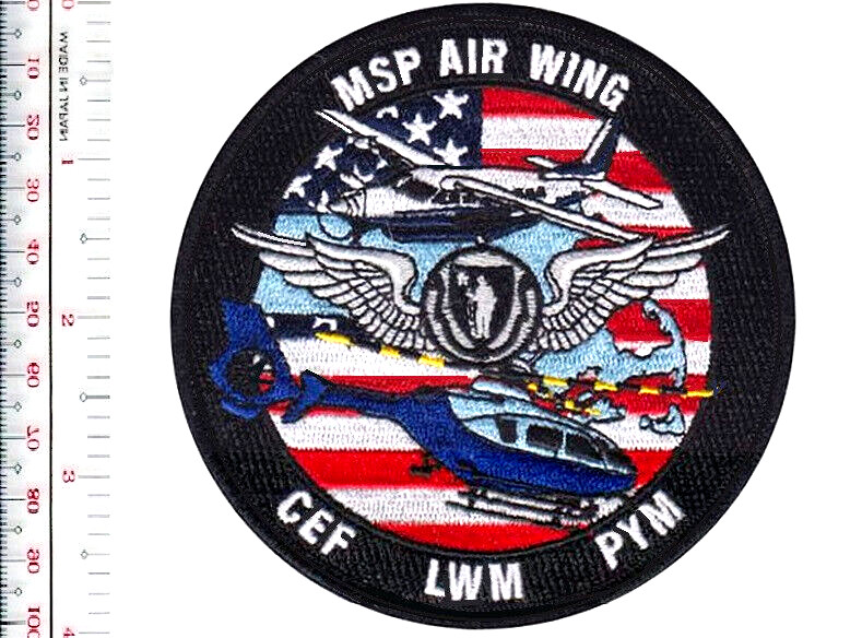 Massachusetts State Police Air Wing Aviation CEF  LWM PYM Patch vel NO TARIFF