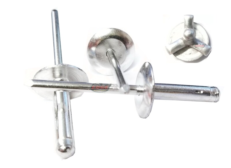 Mill 3/16" Large Head Tri-Fold Exploding Aluminum Mandrel Pop Rivets 25 pack