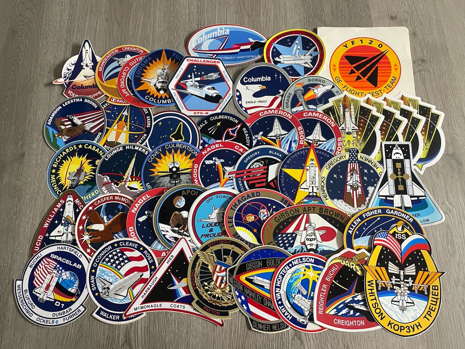 Lot of NASA Space Shuttle Mission Stickers Vintage Columbia Apollo Etc CV JD