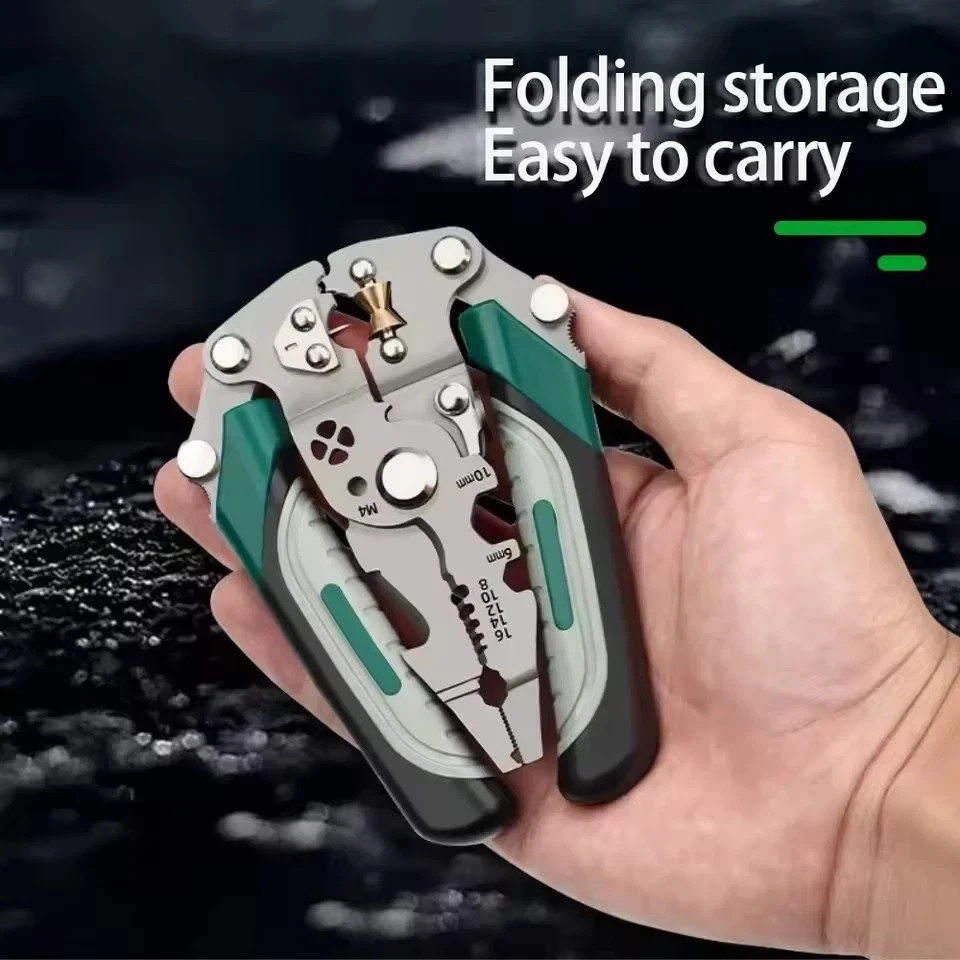18-in-1 Foldable Wire Stripper Crimping Pliers Multi Function Electrician Tool