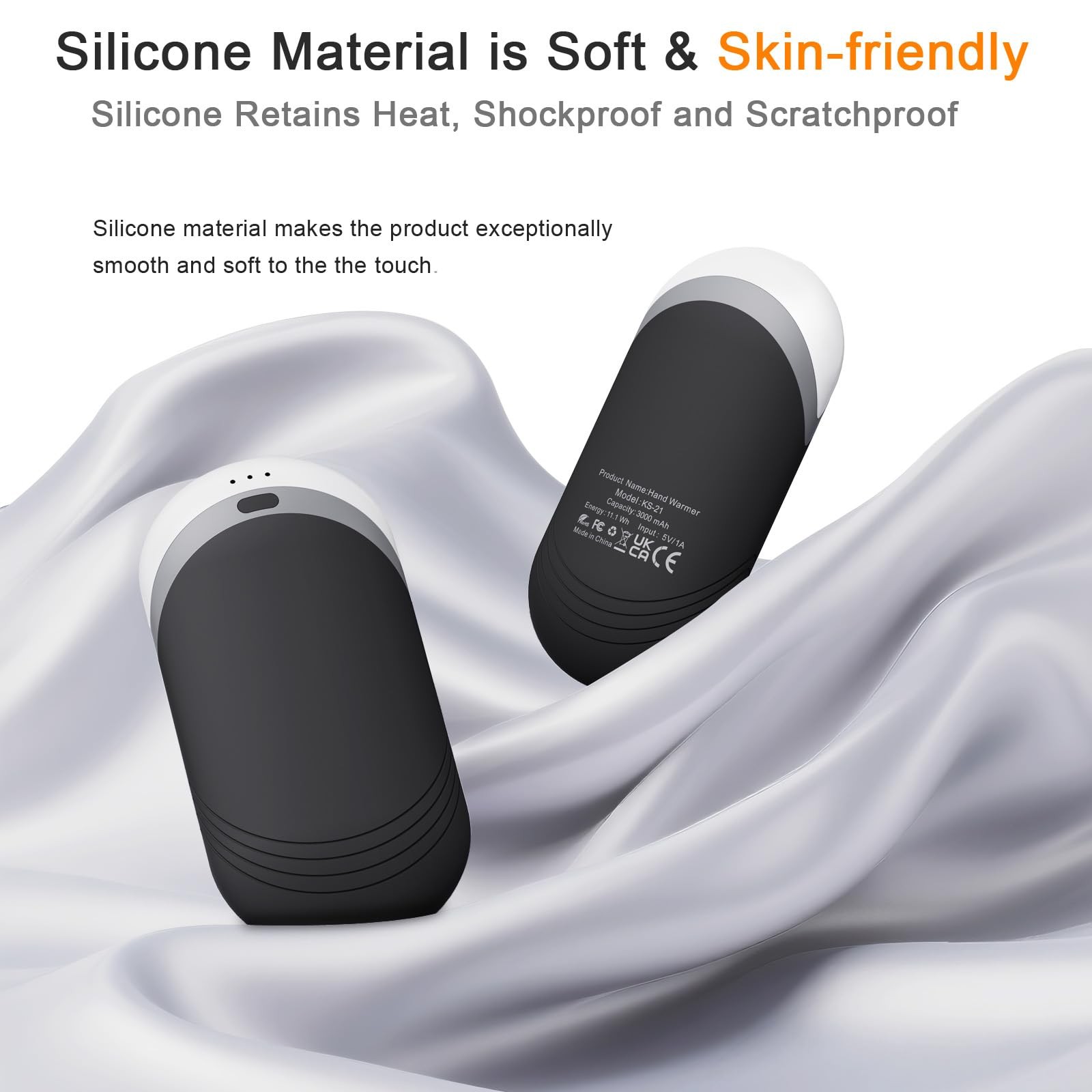 Thermally Conductive Silicone Rechargeable Hand Warmers 2 Pack, 6000mAh Doubl...