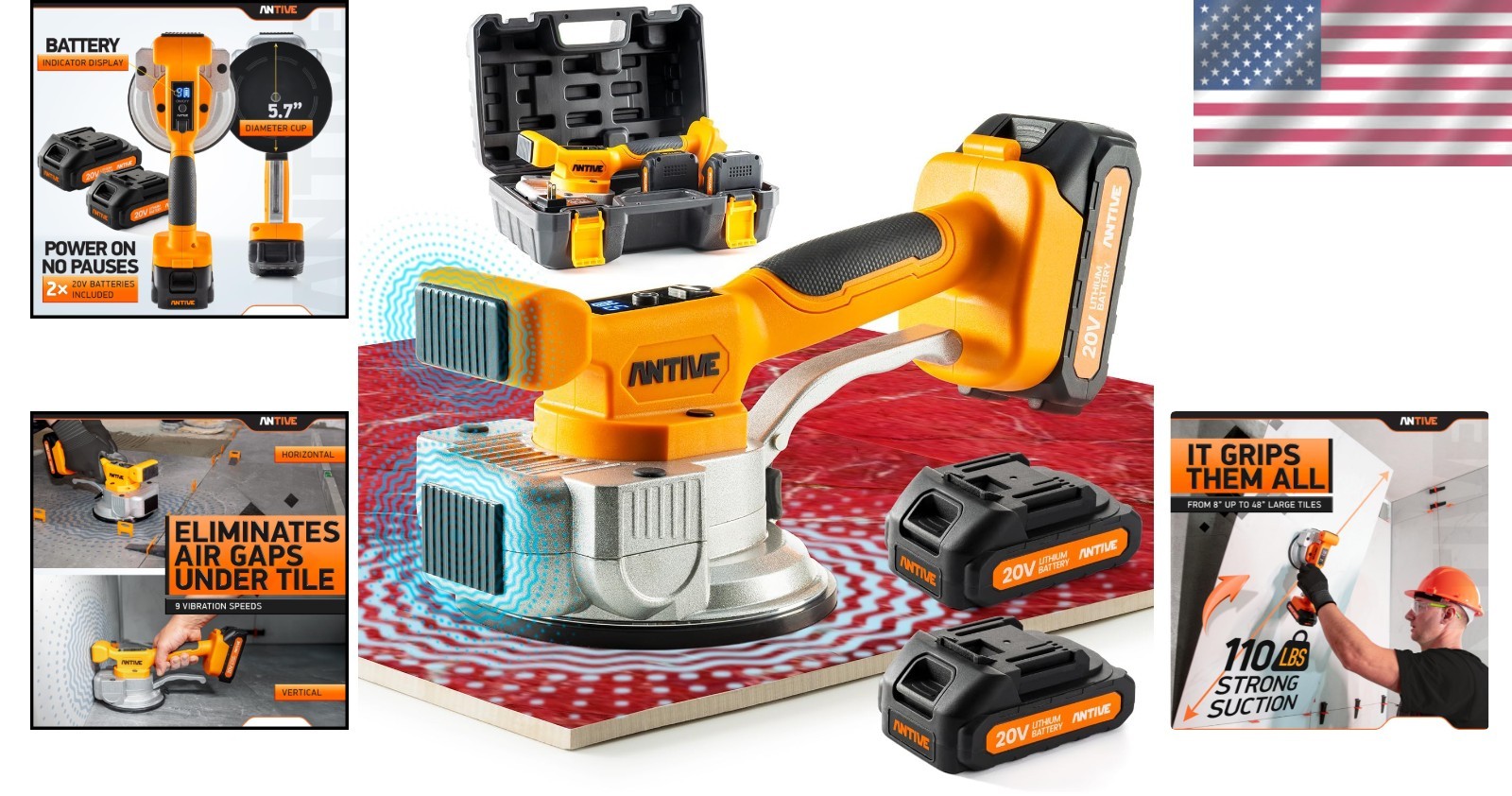 Dual Battery Tile Vibrator | Cordless Tile Installation Tool