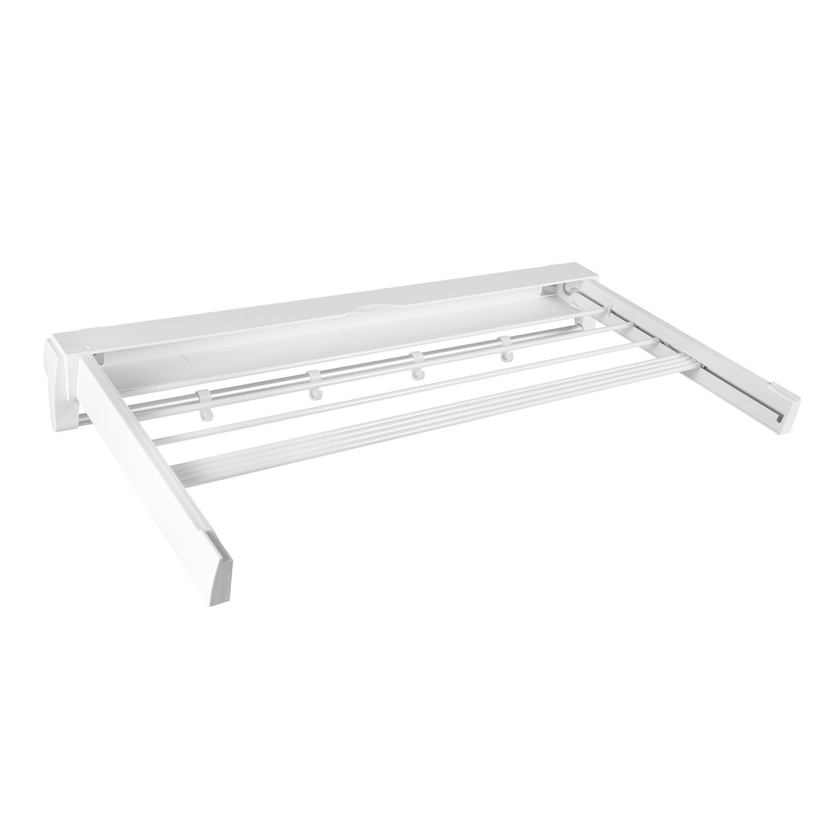 Wall-mounted Laundry Clothes Storage Drying Rack Retractable Dryer Hanger White