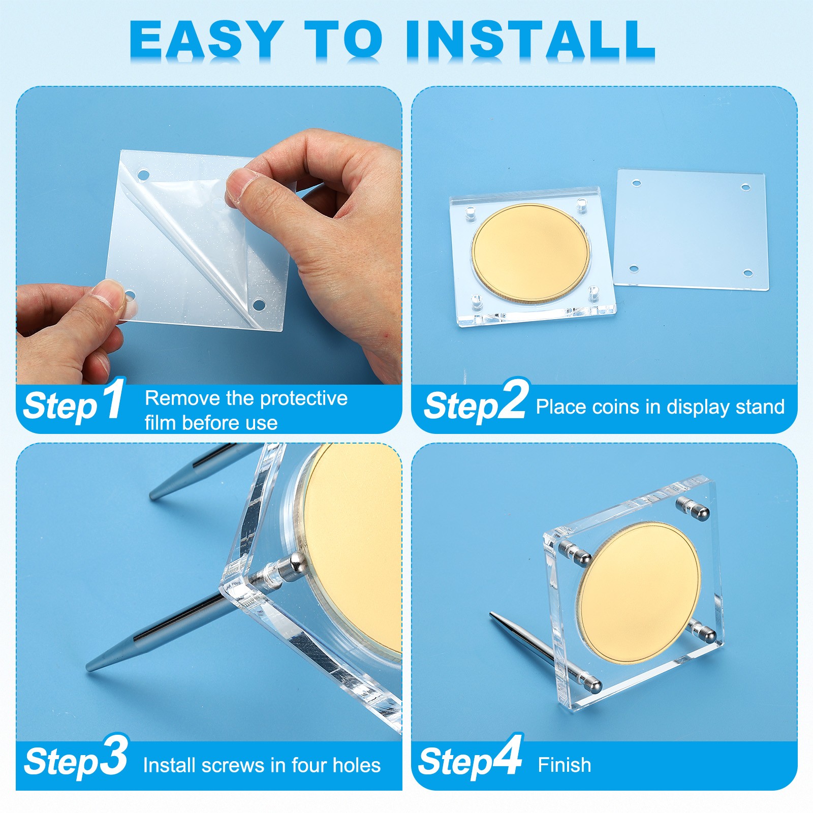 Acrylic 3D Coin Frame with 9 3" Compartments