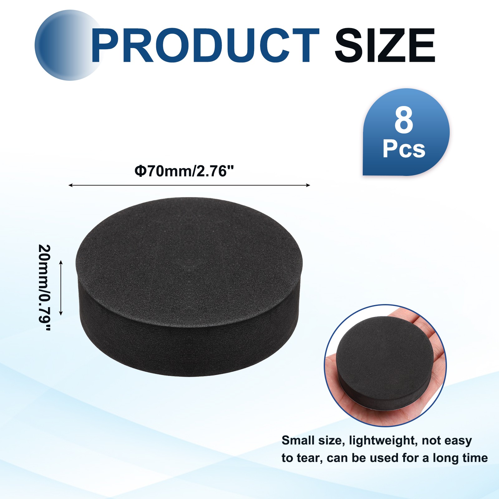8Pcs Speaker Isolation Pads, 70mmx20mm Black Round EVA Acoustic Foam Pads Feet