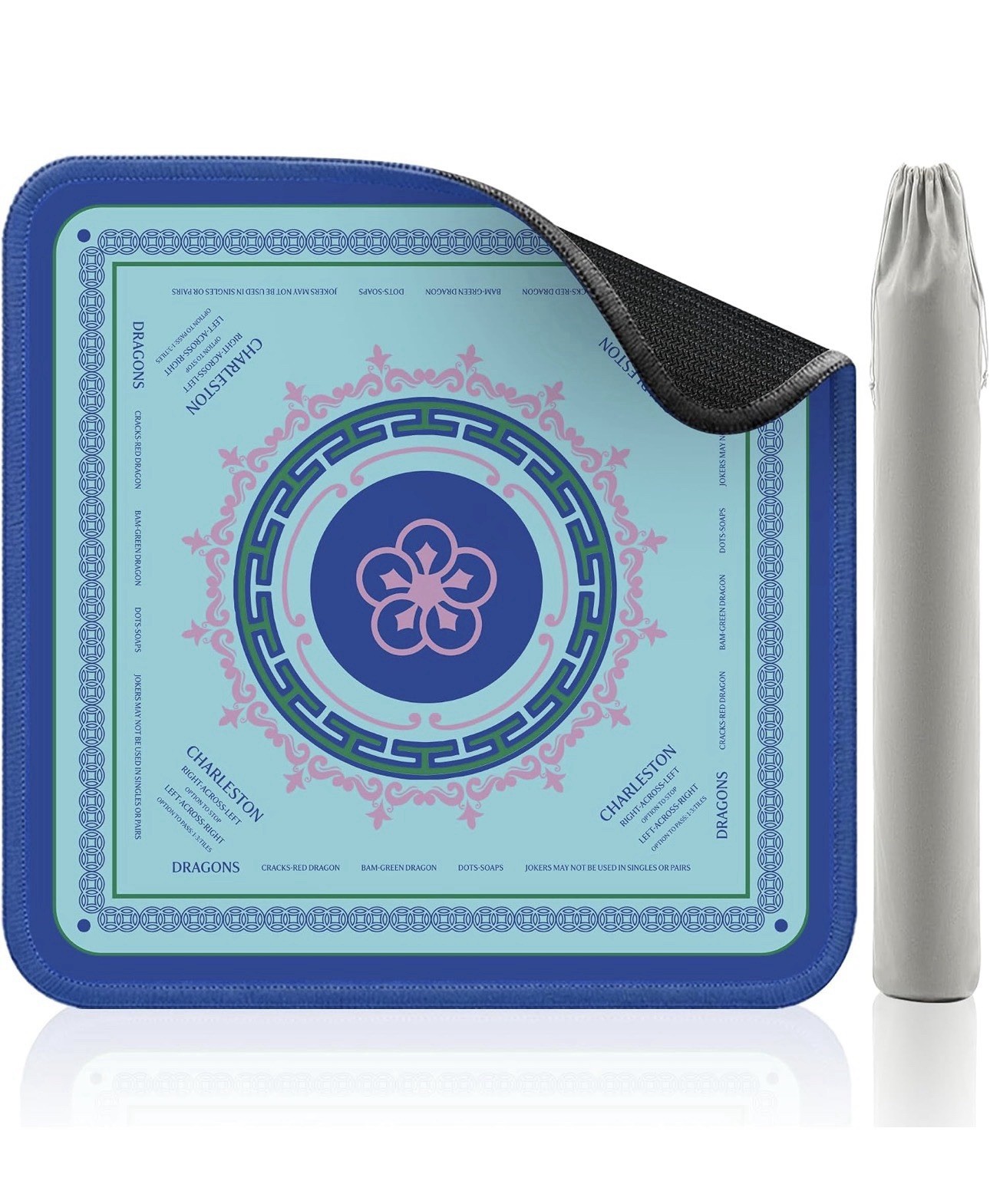 Mahjong Mat Neoprene 3mm, Noise Reduction, Anti Slip w Carrying Bag 32.4"x32.4"