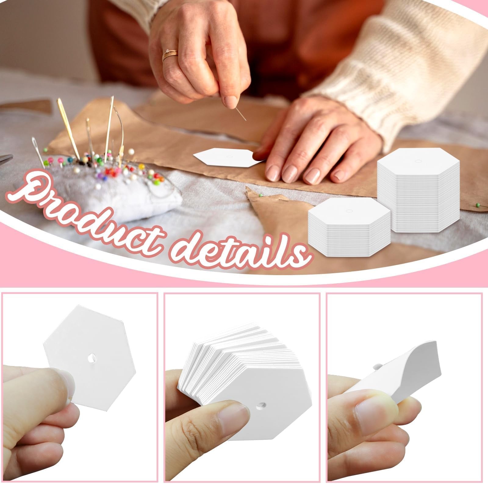 500 PCS Hexagon Quilting Templates Paper Piecing 1 Inch Patchwork Crafts