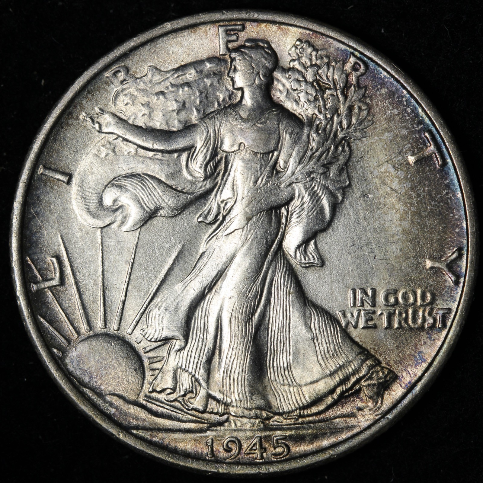 1945-S Walking Liberty Silver Half Dollar BU *UNCIRCULATED* MS TONED E366 YKHT
