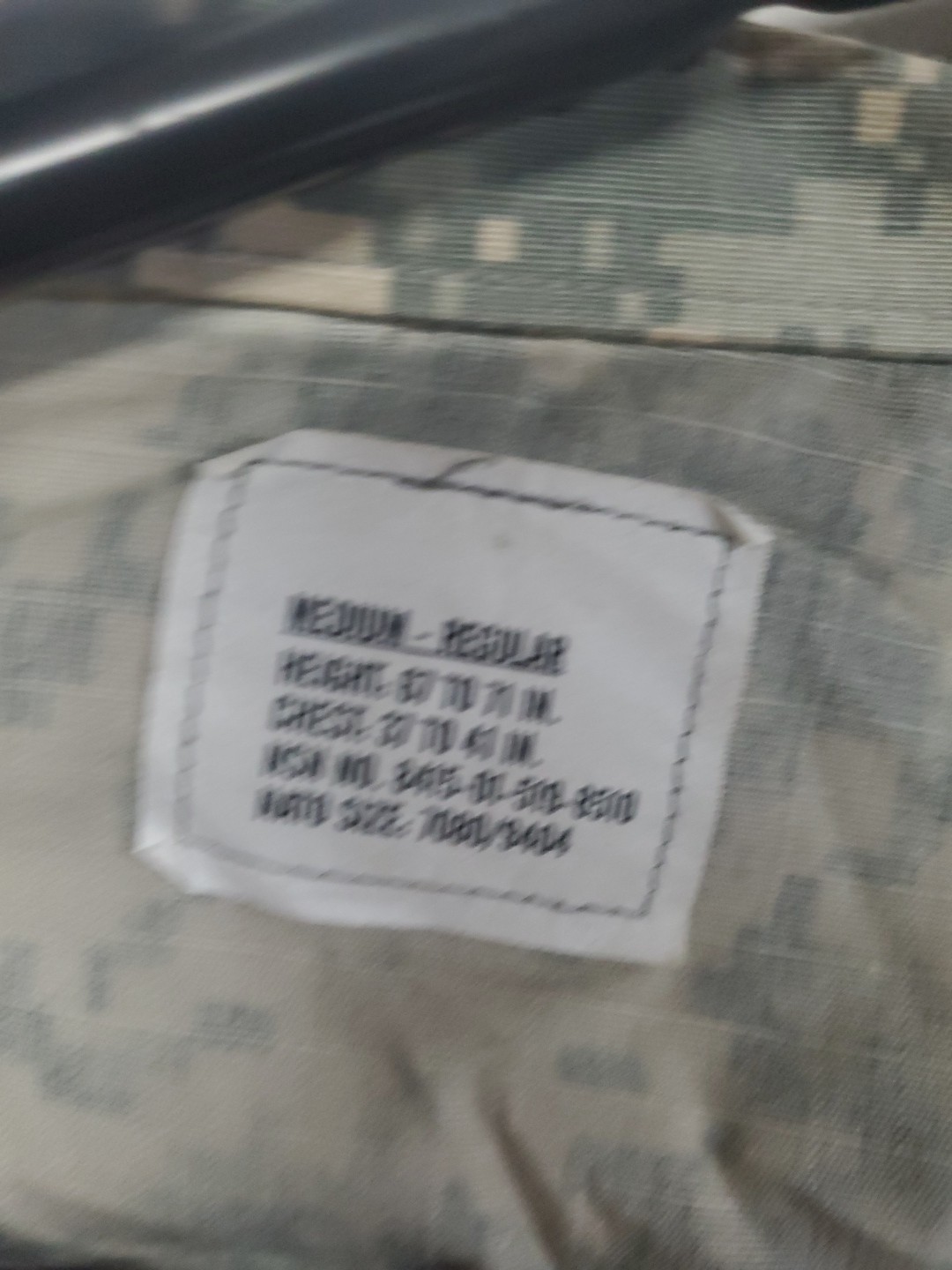 Bin# Medium Regular Army Combat Uniform ACU 50/50 Combat Top Coat