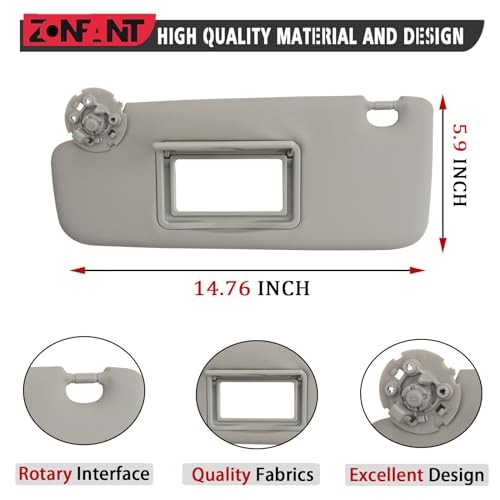 Left Driver Side Sun Visor Compatible with Chevy Vehicle 2011-2016 Grey Left