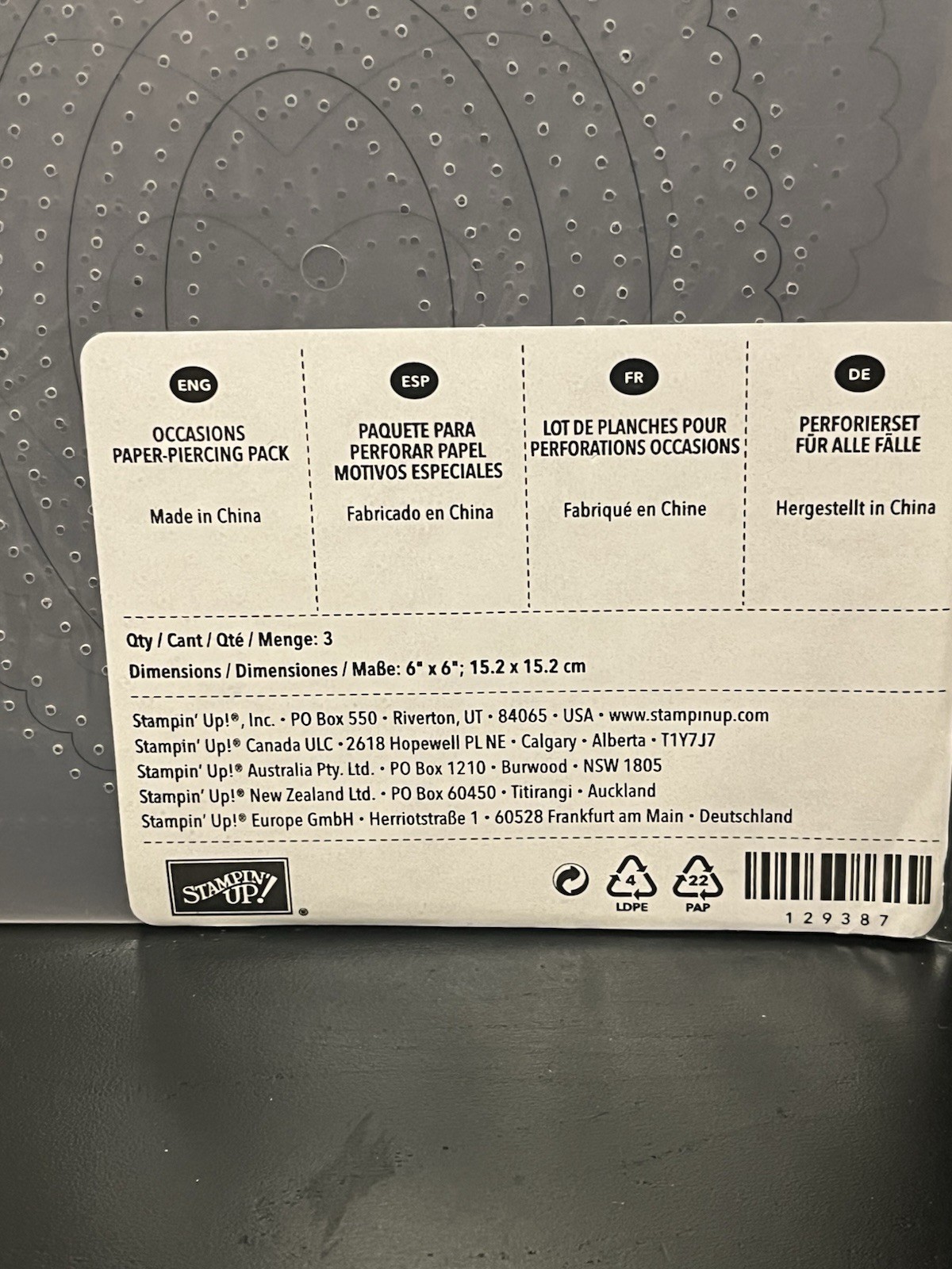 Stamping’ Up! OCCASIONS PAPER PIERCING Pack Essentials 129387 NEW