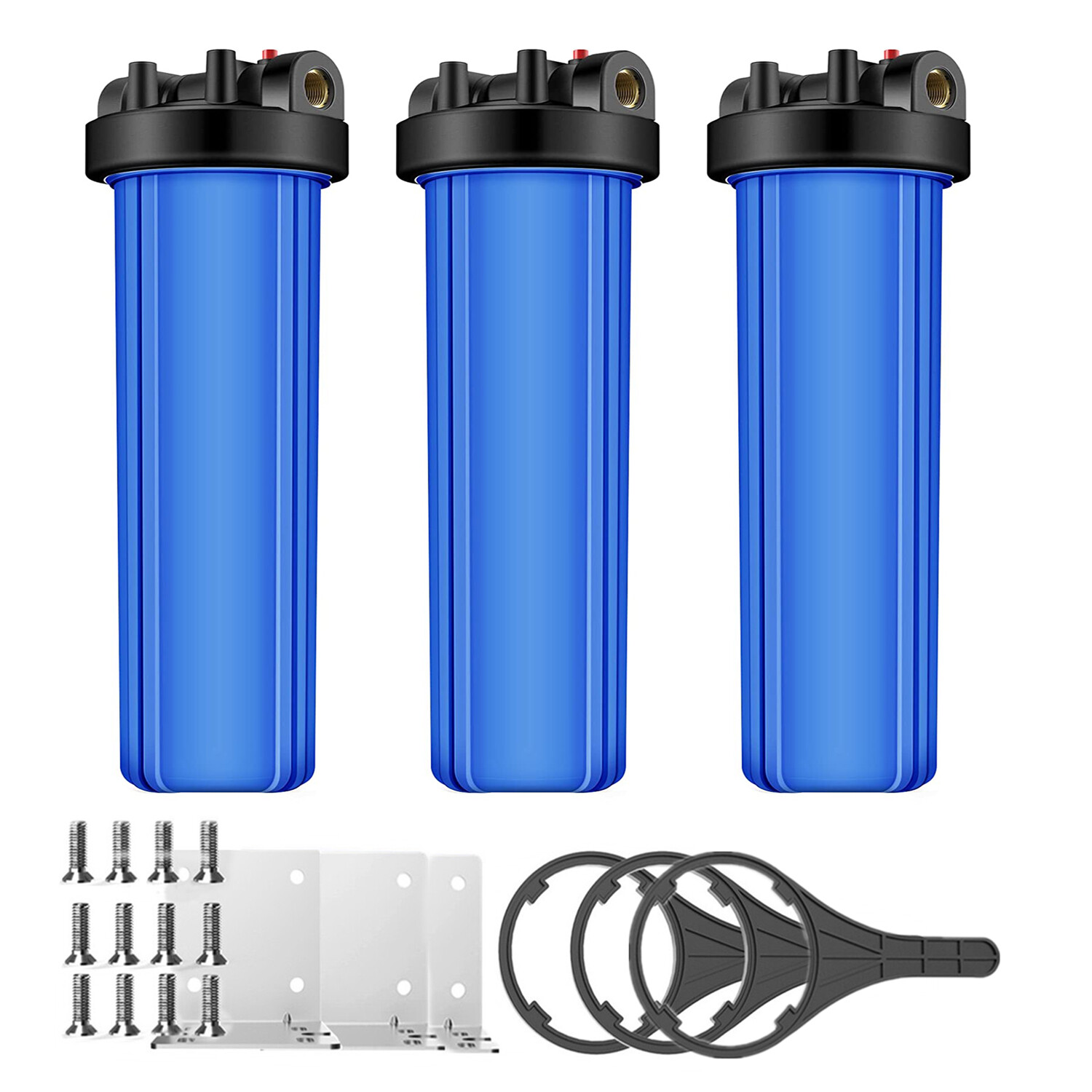 3 Pack 20 Inch Big Blue Whole House Water Filter Housing Fit 20" x 4.5" Filters