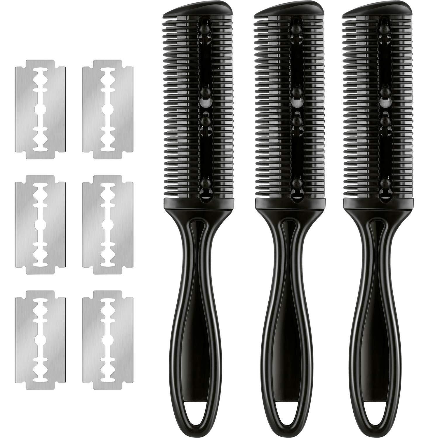 3x Peine de afeitar con 10 maquinillas de afeitar para adelgazar el cabello