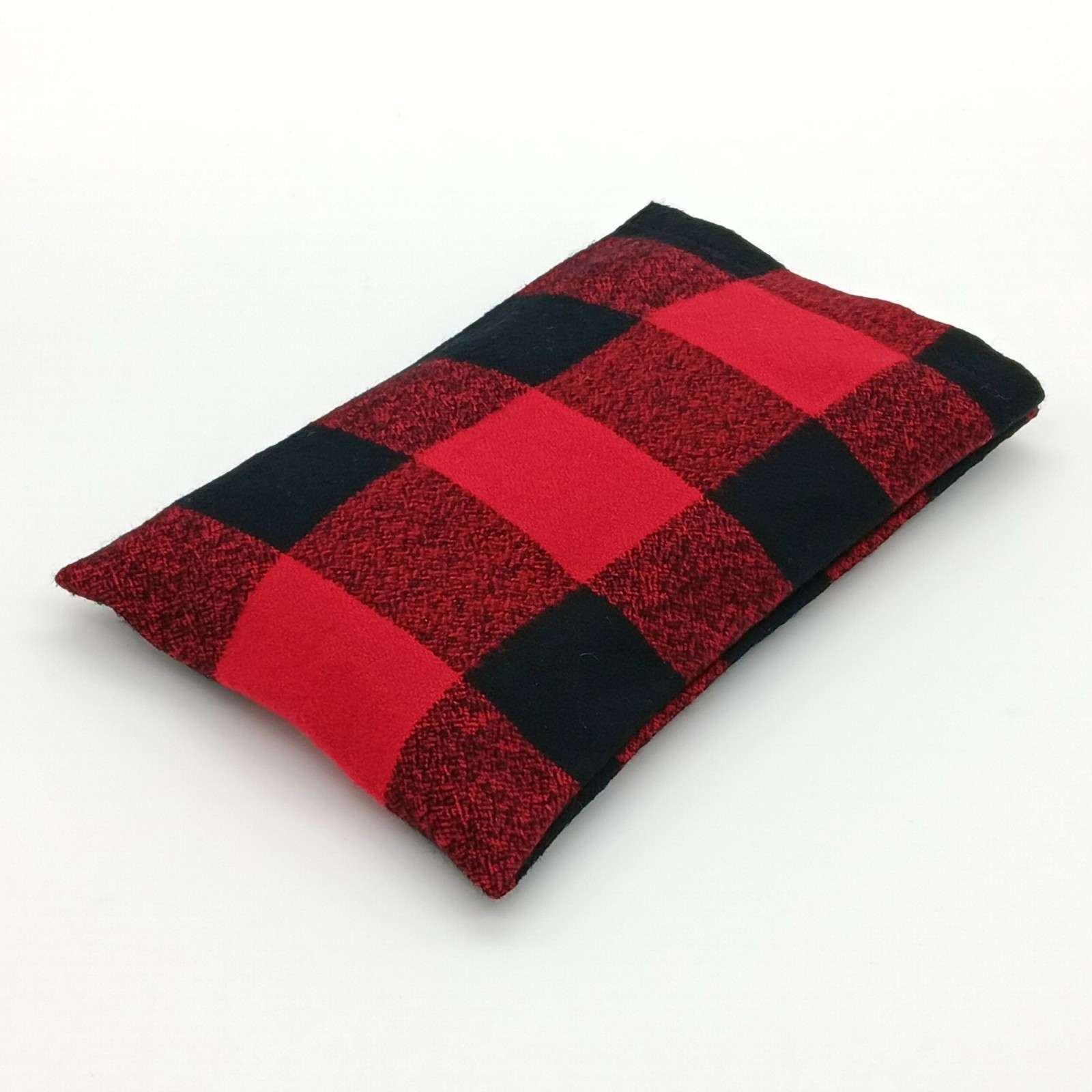 Microwavable Rice Heat Pack, Red & Black Plaid Flannel Hot Cold Therapy Pad