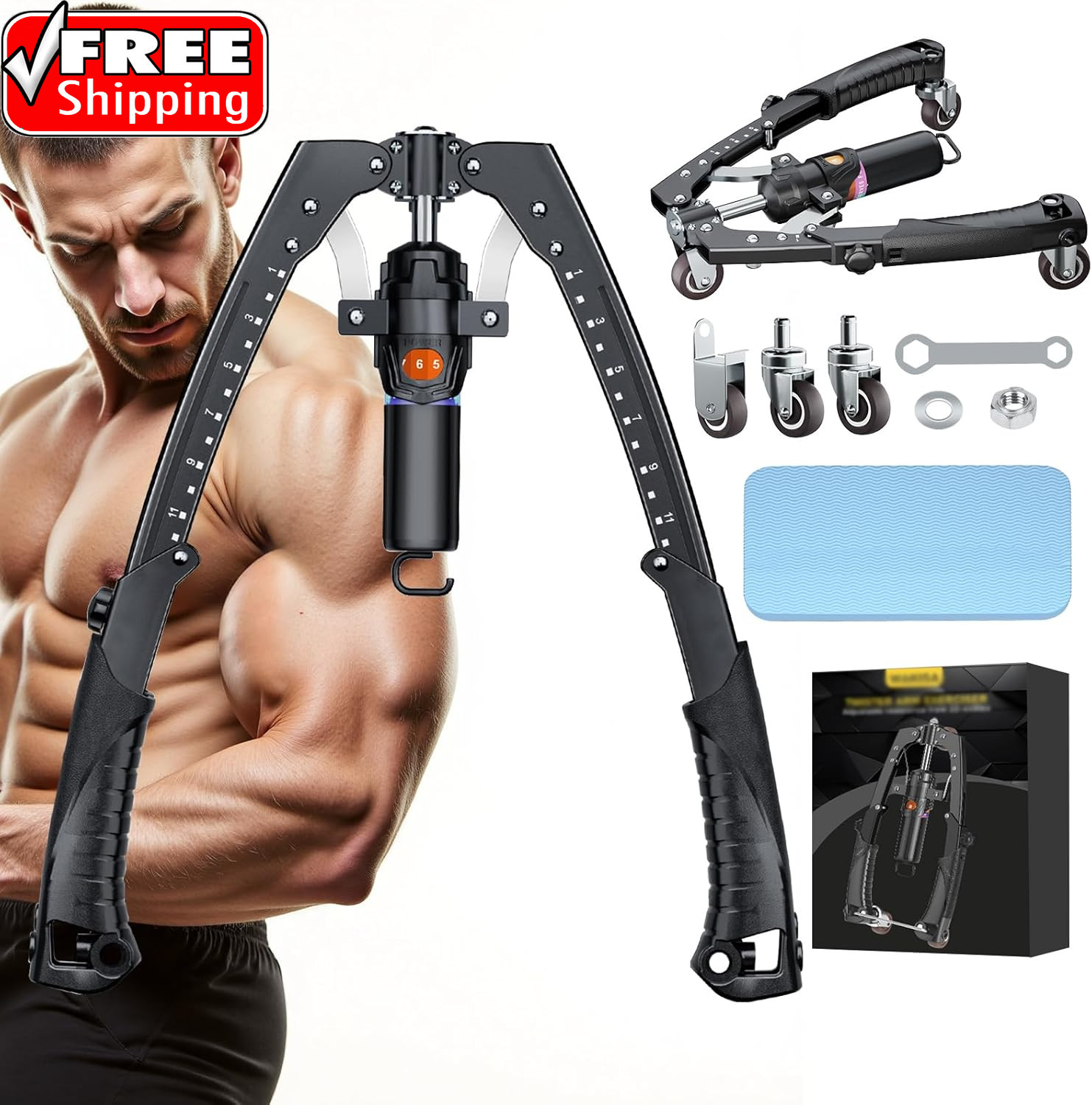 Twister Arm Trainer, 3 in 1 Hydraulic Power Chest Workout Equipment with Ab Roll