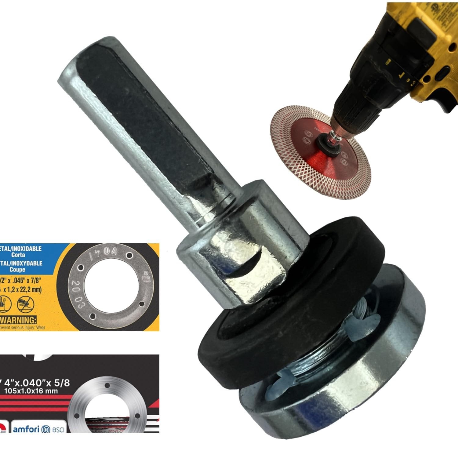 Drill Adapter Attachment for 3/8" 5/8" & 7/8" Arbor Grinder Discs & Cut Off Whee