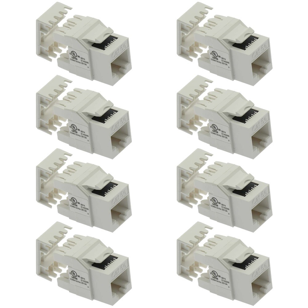 8x Cat5e RJ45 Network LAN Ethernet Keystone Jack 180 Degree 110 Punch Down White