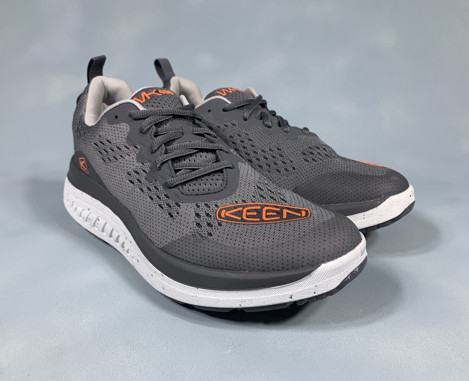 KEEN WK400 Walking Sneaker Shoes Steel Grey Orange 1027470 Men's 11