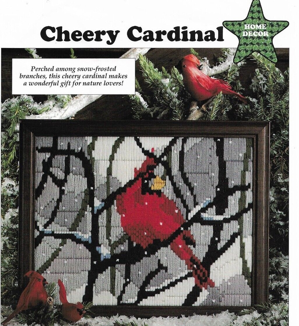 NEW CHEERY CARDINAL BIRD PICTURE HOME DECOR PLASTIC CANVAS PATTERN INSTRUCTIONS