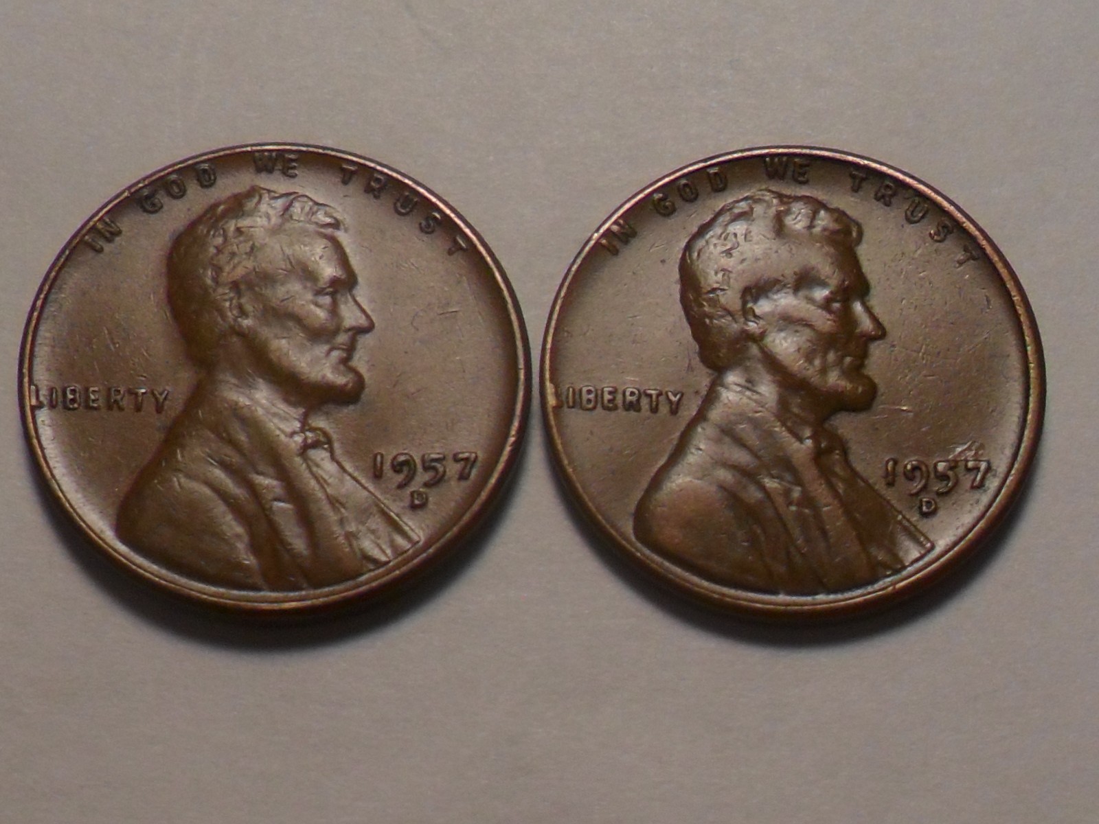 1957-D NICE "DATE DIE-CHIP! ERRORS" LINCOLN COPPER CENT 2 DIFFERENT DATE DIGITS!
