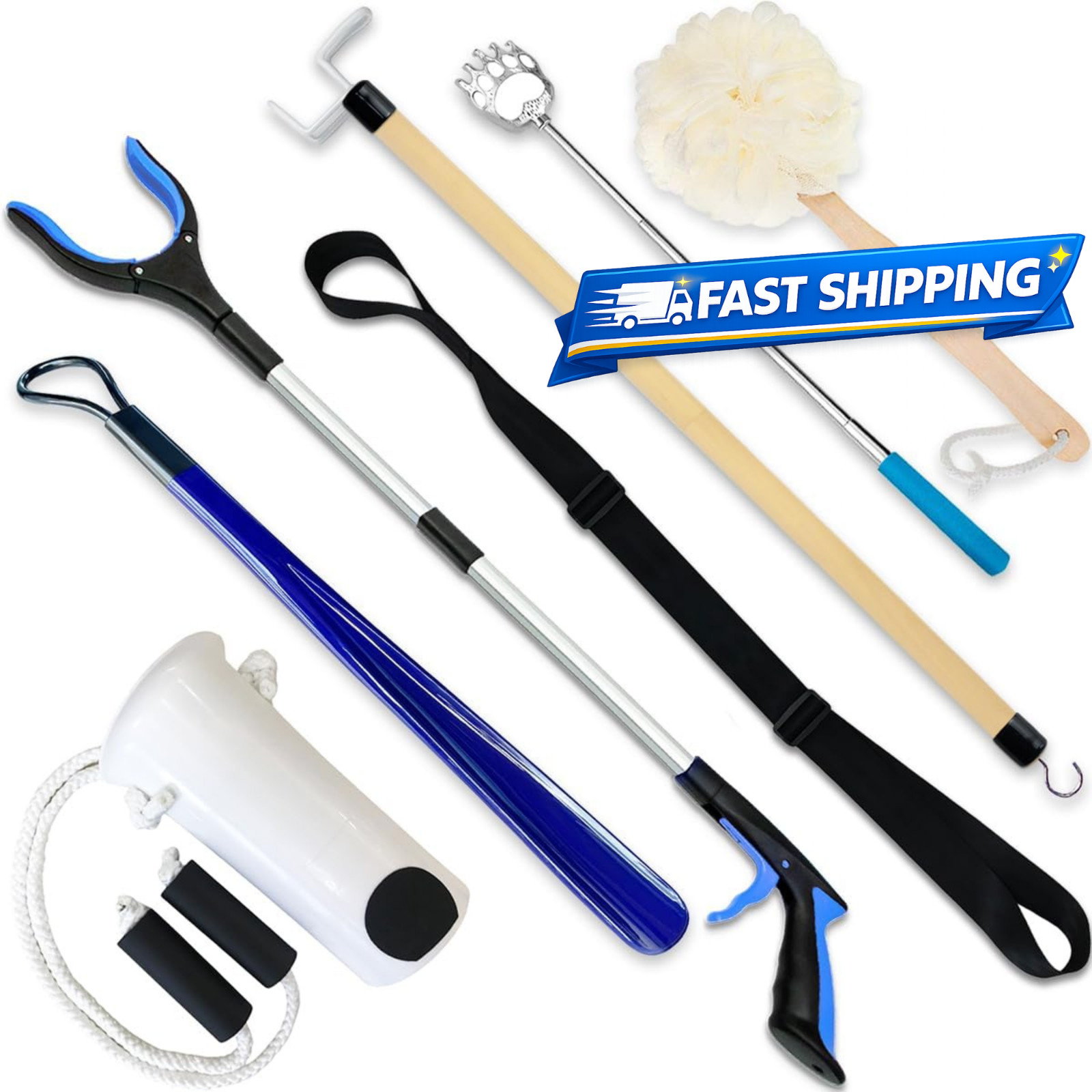 7PCS Hip Replacement Recovery Kit for Seniors Grabber Sock Aid Dressing Tool Set