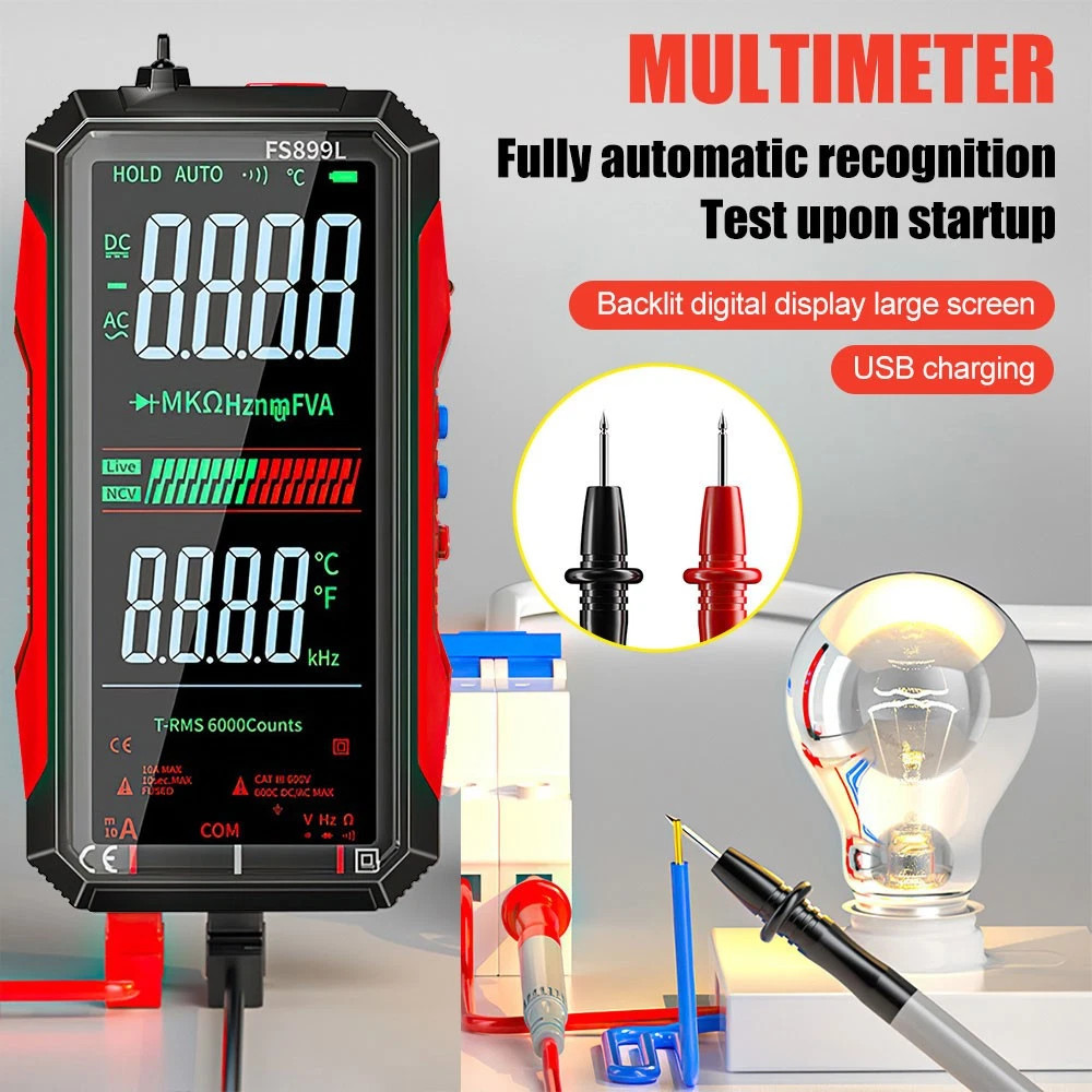 Digital Multimeter, FS899L Multimeter, USB Rechargeable Digital Multimeter