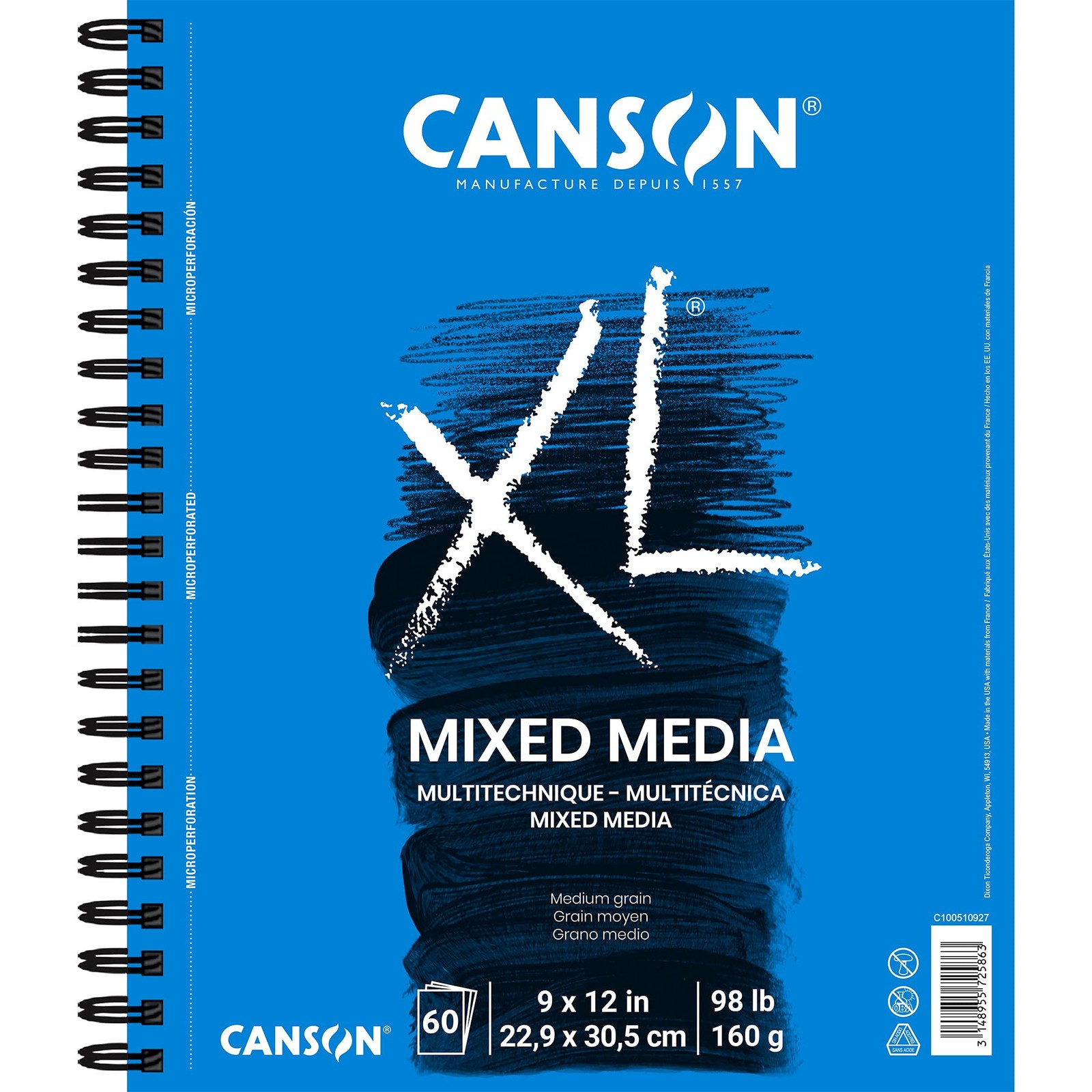 XL Series Mixed Media Pad, Side Wire, 9x12 inches, 60 Sheets – Heavyweight Ar...