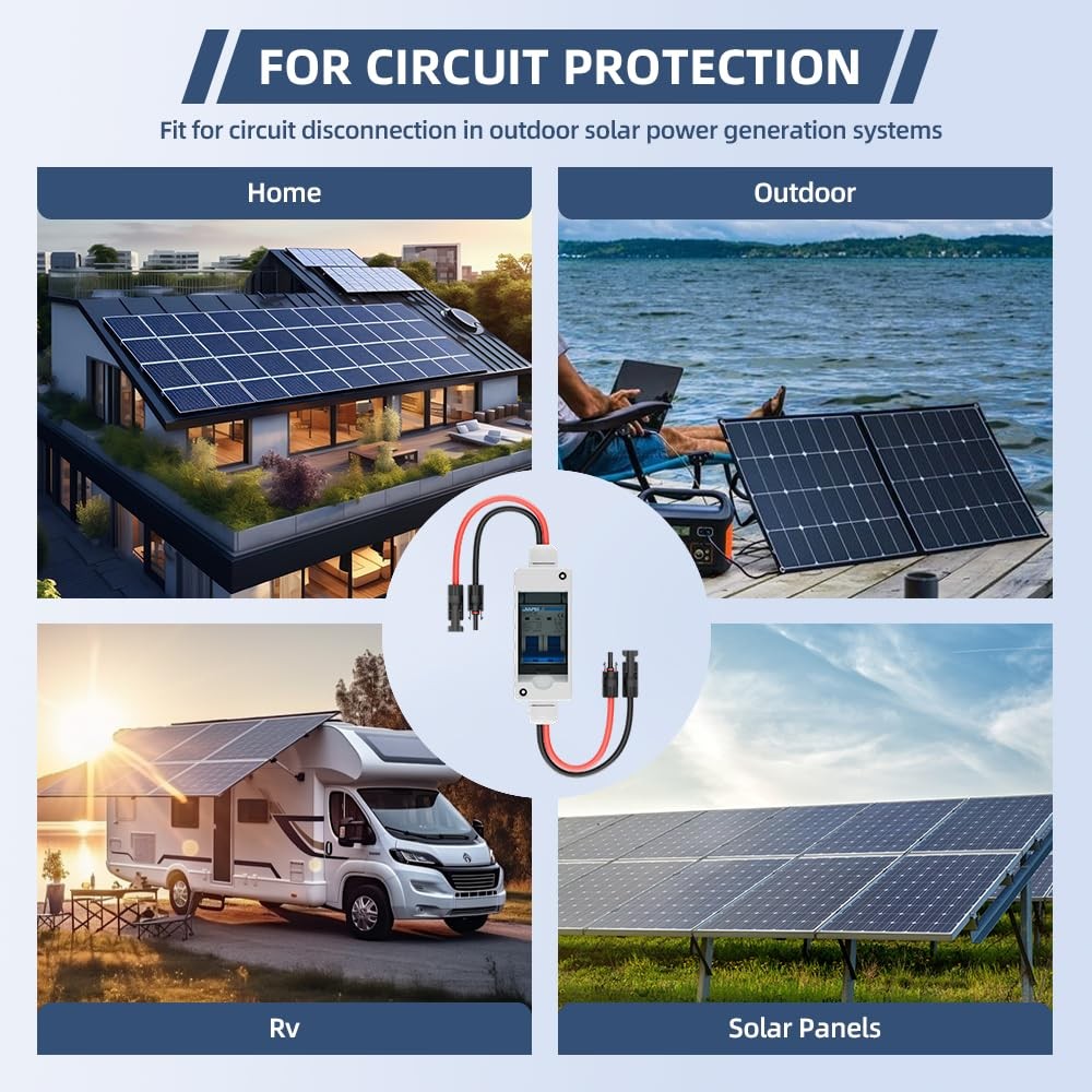 Solar Panel Disconnect Switch 30 Amp 400V Breaker Box, PV DC Miniature Circui...