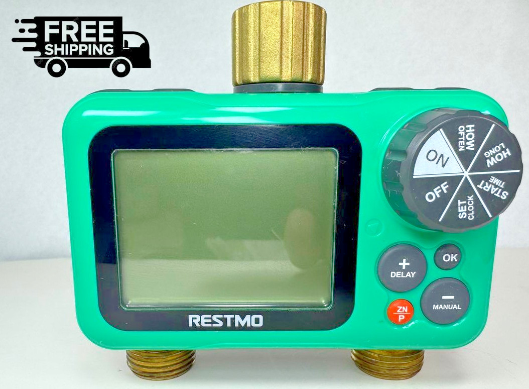 Restmo 2 Zone Automatic Digital Water Timer Model O-HT-2B Brass Connections