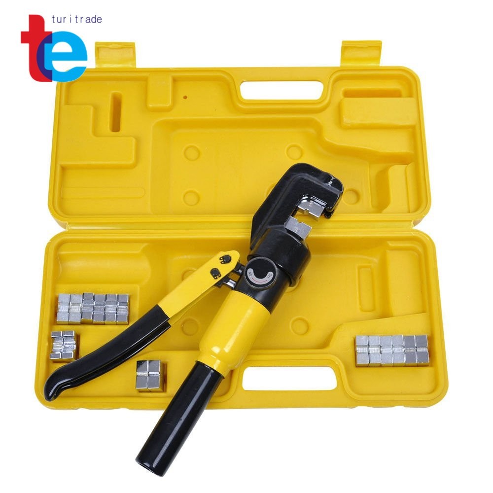 6 Ton Hydraulic Crimper Crimping Tool Wire Battery Cable Lug Terminal W/ 8 Dies