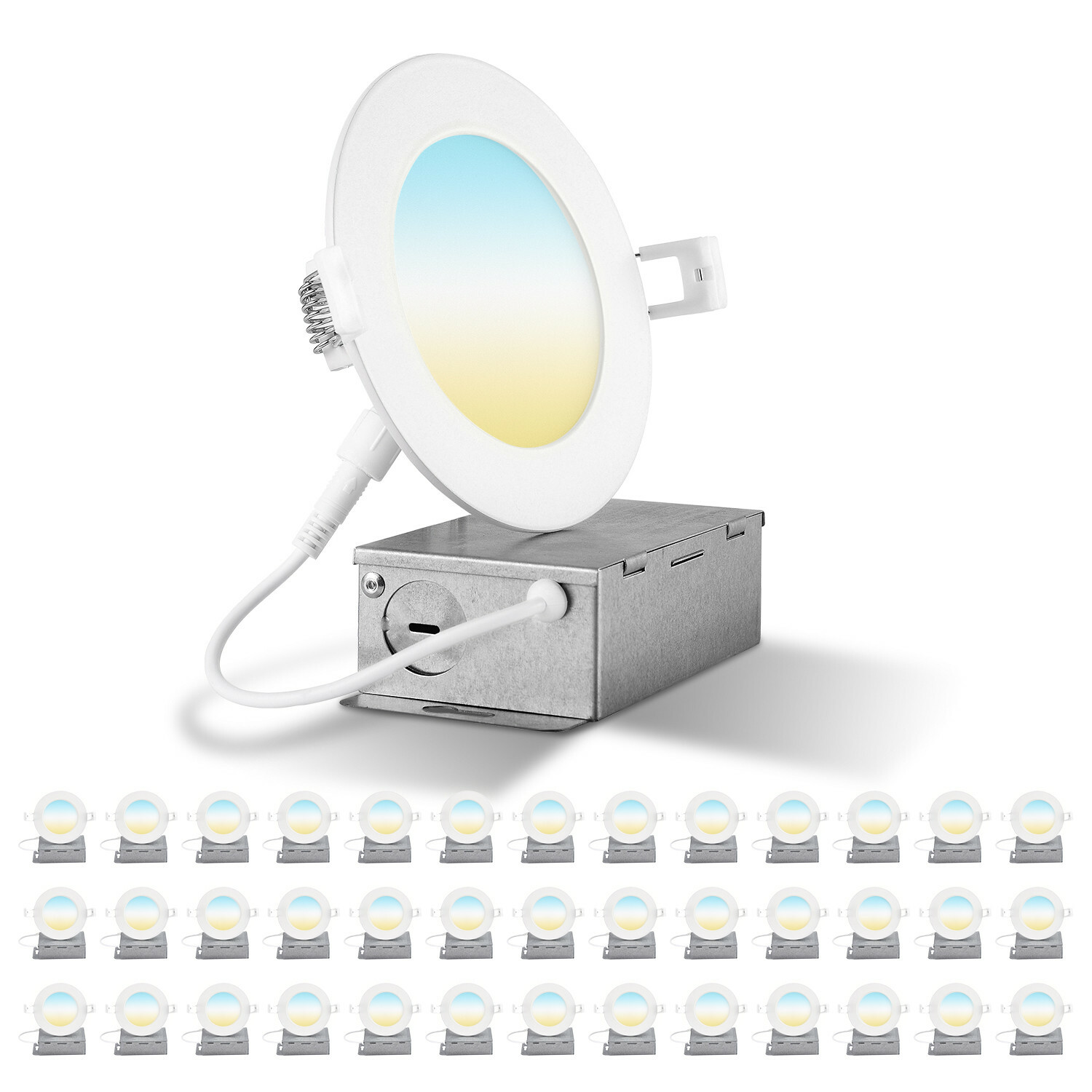 40 Pack 4 Inch 9W 5CCT LED Recessed Ceiling Down Light W/Junction Box Dimmable