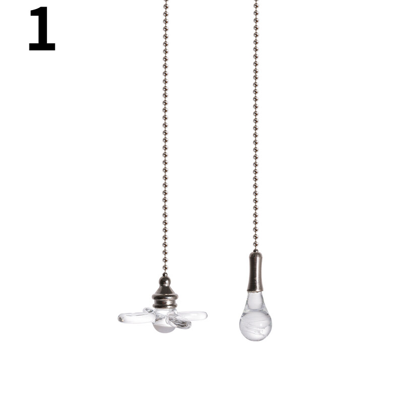 2PCS Pull Chain Crystal Glass Balls Hanging Pendants for Ceiling Fan Light Home