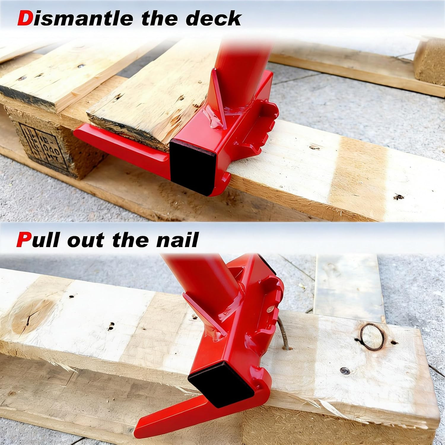 Pallet Buster with Nail Puller, Deck Wrecker Pry Bar, Heavy Duty Pallet Deck